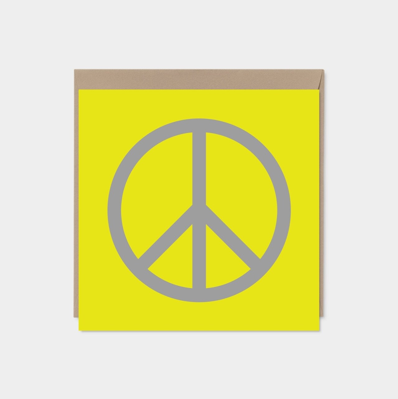 Peace Card, Yellow and Gray, Square